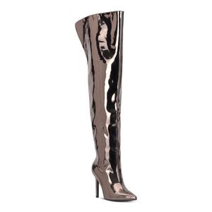 INC Womens Gray V-Notch Back Goring Sedona Pointed Toe Stiletto Heeled Boots 6 M